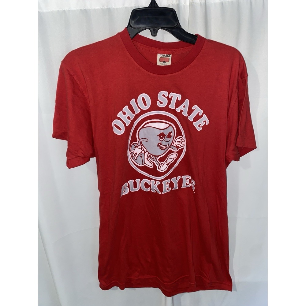 Homage Ohio State University Buckeyes Football Throwback Red T Shirt Medium